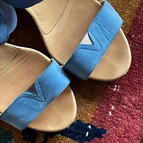 MM6 Maison Martin Margiela Light Blue Leather Wedge Sandals Size 38 Woman’s 8. - Picture 6 of 16